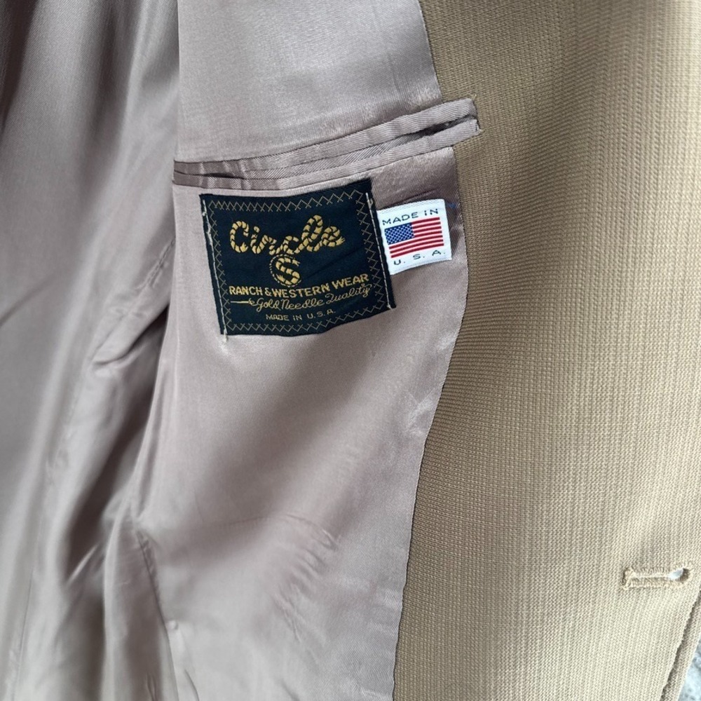 Circle S Western Blazer Mens 42R Tan Sport Coat Cowboy Ranch Jacket Embroidered - Picture 12 of 14